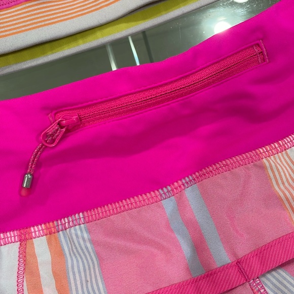 NWT lululemon speed shorts striped pink 2 lululemon sports bra 6 price is firm - Picture 3 of 12